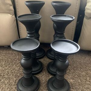 Elegant Black Candle Holders Set